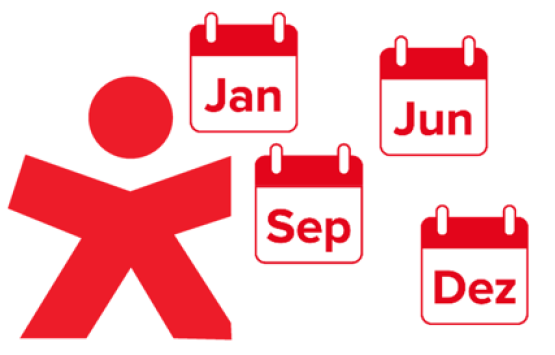DSV-Figur mit Kalender-Symbolen