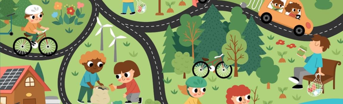 iStock.com/LexiClaus Grafik Wimmelbild nachhaltiger Konsum Kinder